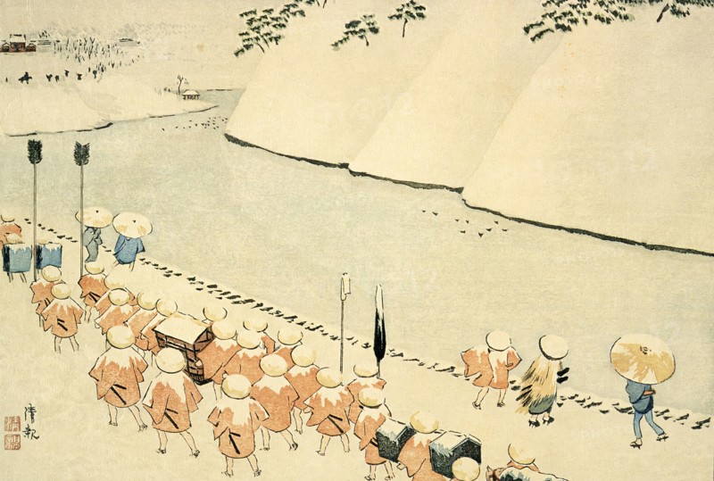 Snow at Soto-Sakurada, Kasumigaseki, c1884. Creator: Kobayashi Kiyochika.