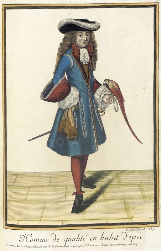 Recueil des modes de la cour de France, 'Homme de Qualité en Habit d'Épée', 1687. Creator: Nicolas Arnoult.