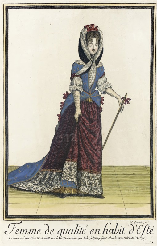 Recueil des modes de la cour de France, 'Femme de Qualité en Habit d'Esté', between c1682 and c1688. Creator: Nicolas Arnoult.