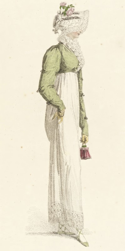 Fashion Plate (Walking Dress), 1814. Creator: Rudolph Ackermann.