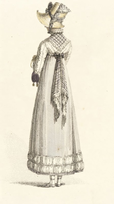 Fashion Plate (Walking Dress), 1814. Creator: Rudolph Ackermann.