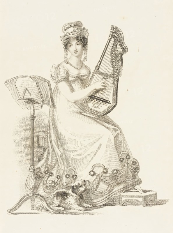 Fashion Plate (Evening Dress), 1819. Creator: Rudolph Ackermann.