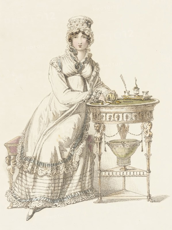 Fashion Plate (Evening Dress), 1819. Creator: Rudolph Ackermann.