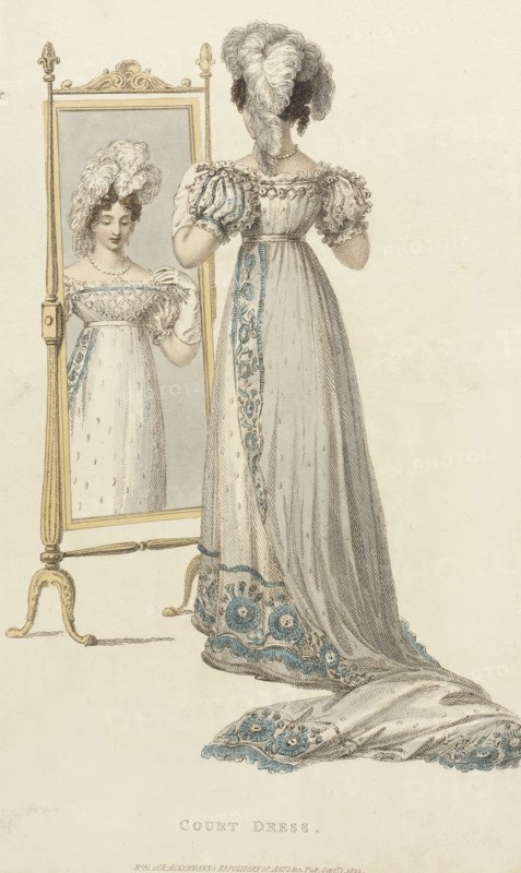 Fashion Plate (Court Dress), 1822. Creator: Rudolph Ackermann.