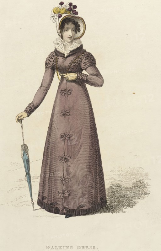 Fashion Plate (Walking Dress), 1822. Creator: Rudolph Ackermann.