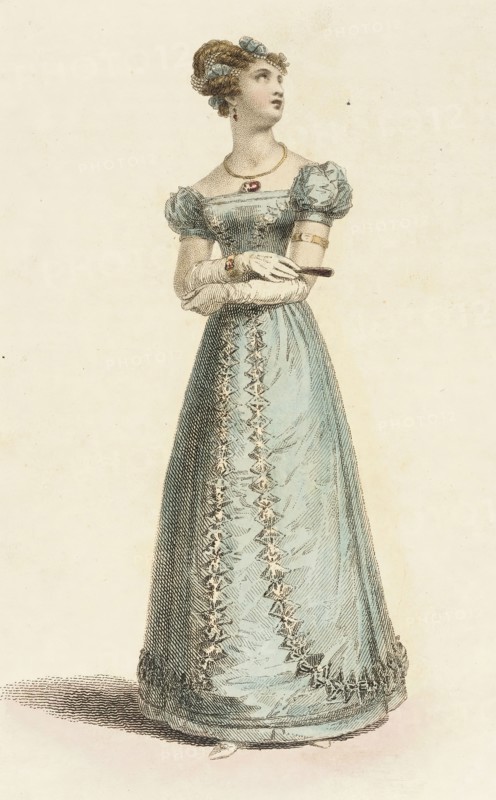 Fashion Plate (Dinner Dress), 1825. Creator: Rudolph Ackermann.