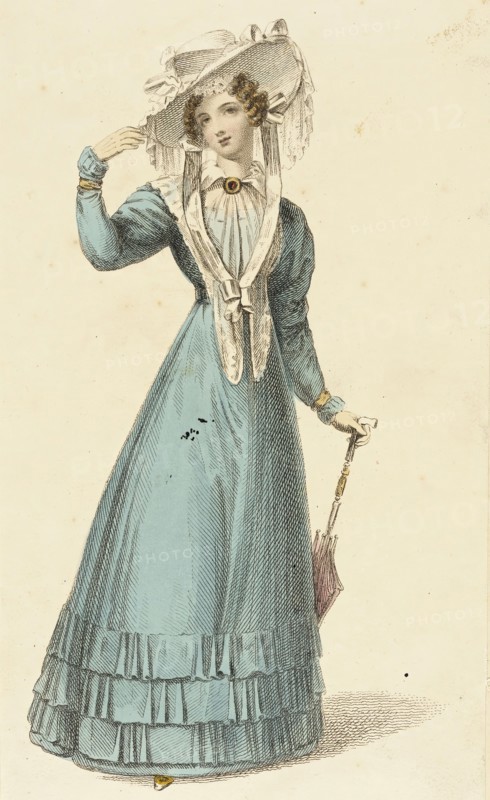 Fashion Plate (Promenade Dress), 1826. Creator: Rudolph Ackermann.