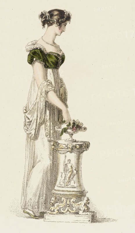 Fashion Plate (Evening Dress), 1814. Creator: Rudolph Ackermann.