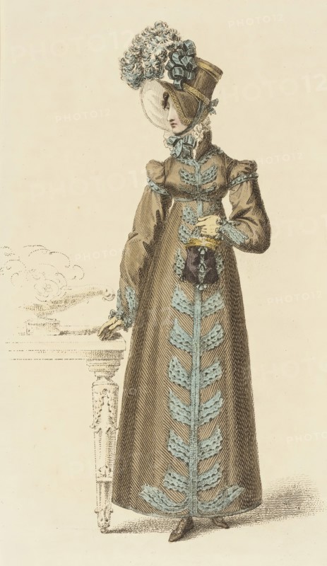 Fashion Plate (Walking Dress), 1818. Creator: Rudolph Ackermann.