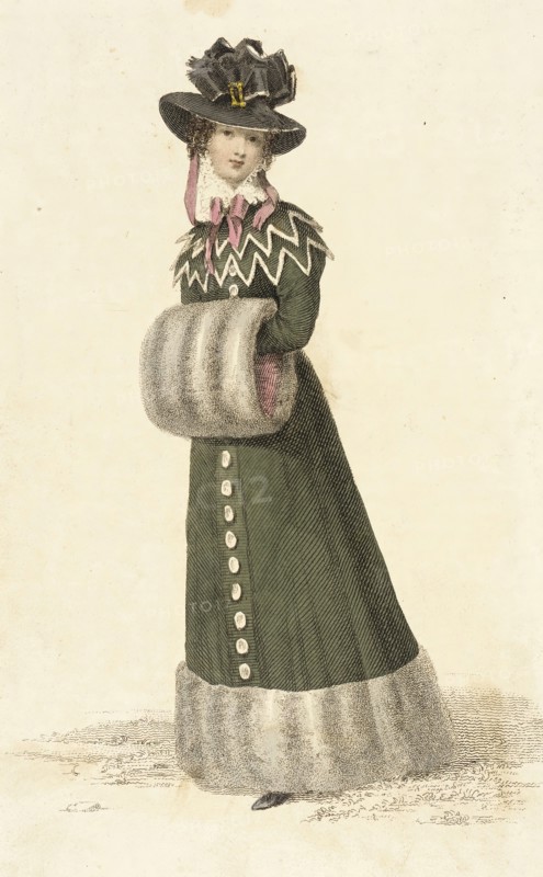 Fashion Plate (Promenade Dress), 1826. Creator: Rudolph Ackermann.