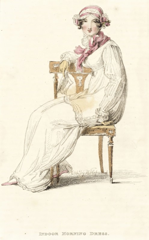 Fashion Plate (Indoor Morning Dress), 1812. Creator: Rudolph Ackermann.