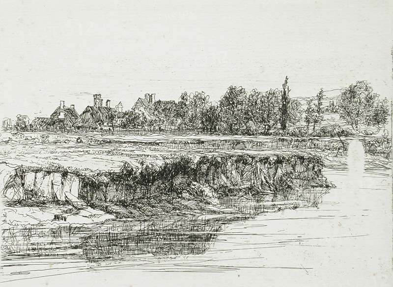 Sonning Bank, 1865. Creator: Francis Seymour Haden.