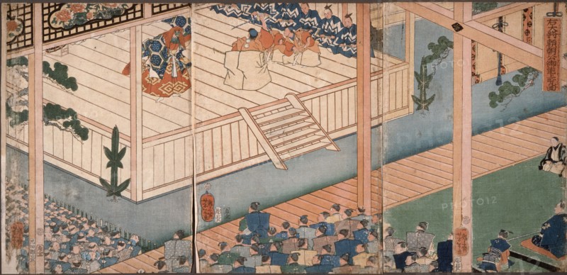 Lord Yoritomoku Watches a Noh Performance, 19th century. Creator: Tsukioka Yoshitoshi.