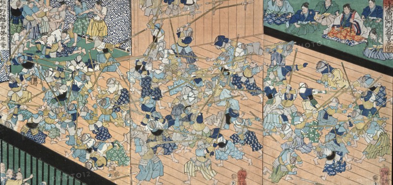 The Pupils of Uji Joetsu Practicing Fencing, 19th century. Creator: Tsukioka Yoshitoshi.