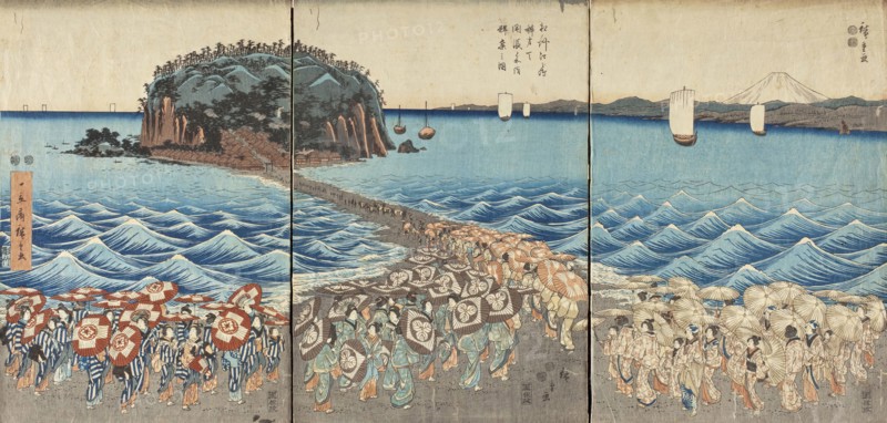 Pilgrimage of Female Entertainers to Enoshima to Pay Homage to Benzaiten, 2nd quarter of 19th cent. Creator: Ando Hiroshige.