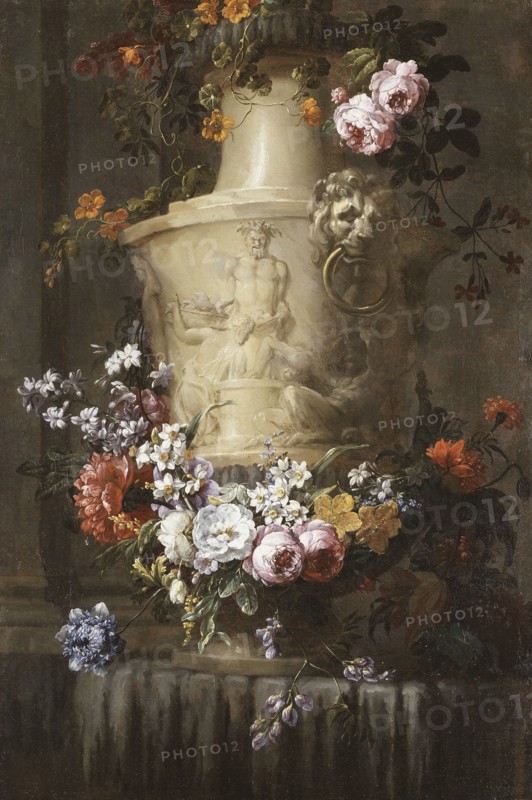 Marble Vase with Garland of Flowers. Creator: Jean-Baptisite Monnoyer.