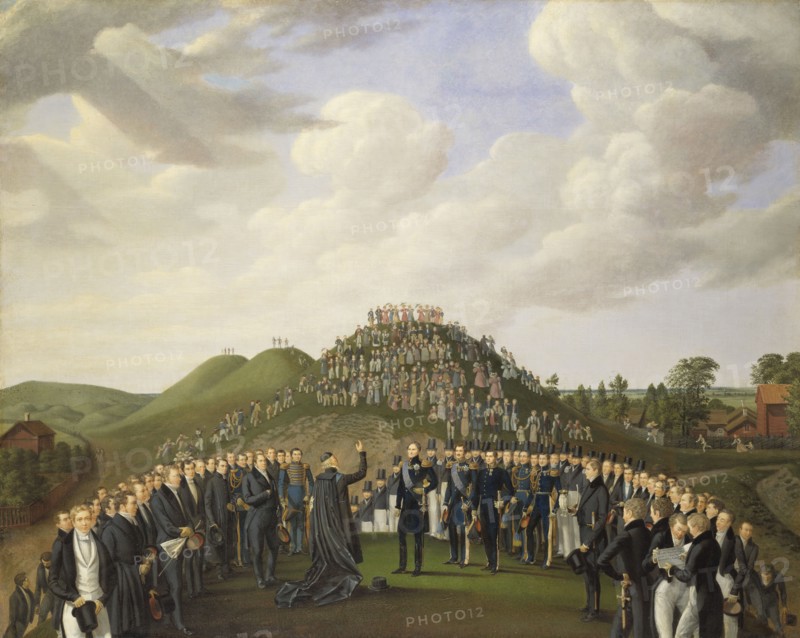 King Carl XIV Johan Visiting the Mounds at Old Uppsala in 1834, 1836. Creator: Johan Way.