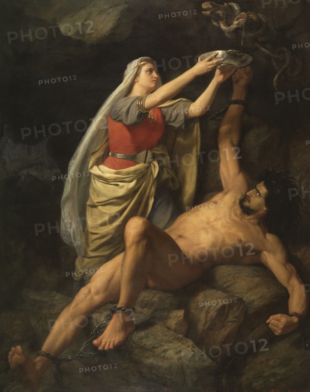Loke and Sigyn, 1863. Creator: Marten Eskil Winge.