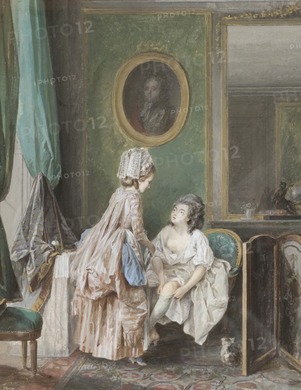 Lady Pulling on her Stockings. Creator: Nicolas Lavreince.