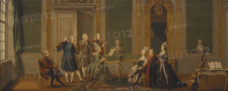 Gustavian Style Interior with a Musical Party, 1779. Creator: Per Hillestrom.