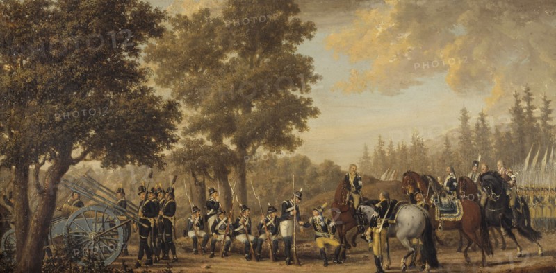 King Gustav III of Sweden & a Soldier.Episode from the Russian War 1789. Creators: Per Hillestrom, Gustav III of Sweden.