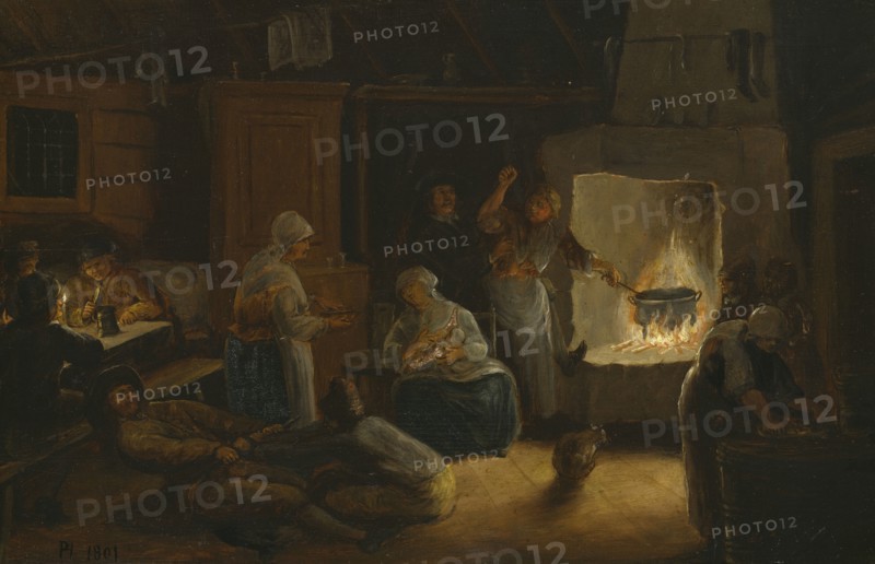 Inside a Peasant's Cottage in Småland, 1801. Creator: Pehr Hörberg.