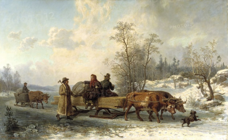 Peasants from Sorunda on their Way to Stockholm, 1862. Creator: Nils Andersson.