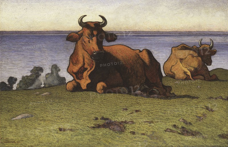 Resting Cows. Motif from Öland, 1901. Creator: Nils Kreuger.