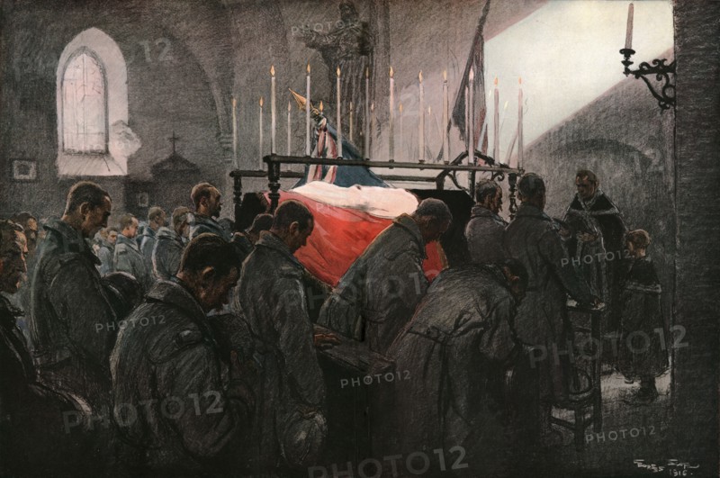 'L'Office pour les morts au champ d'honneur', 1916. Creator: Georges Bertin Scott.