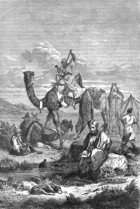 'Caravan Reposing, in the Hauran; The Stone Towns of Central Syria, otherwise called..., 1875. Creator: Unknown.