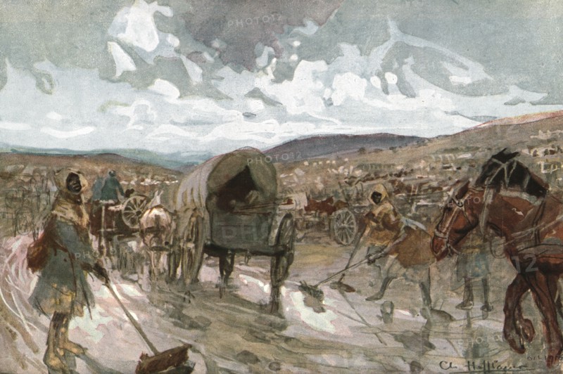 'Six Mois Dans la Somme; Sur la route, entre Maricourt et Suzanne (octobre 1916)', 1916. Creator: Charles Hoffbauer.