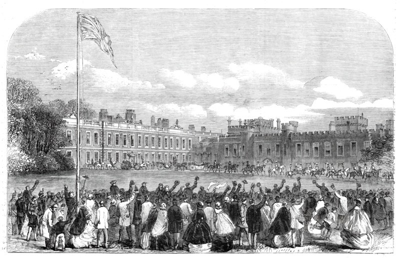 The Review of Lancashire Rifle Volunteers in Knowsley Park - the Earl and Countess of..., 1860. Creator: Unknown.