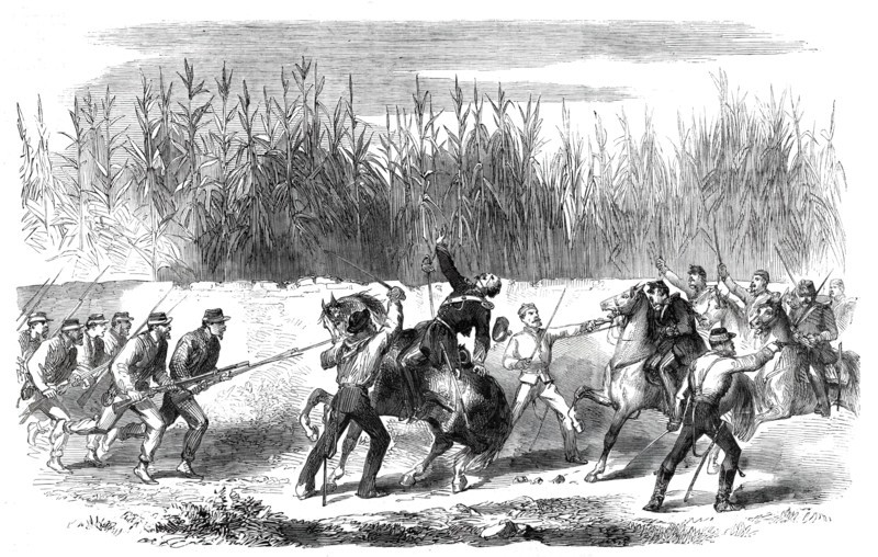 The Revolution in Sicily - Garibaldi cutting down the captain of the Neapolitan cavalry... 1860. Creator: Unknown.