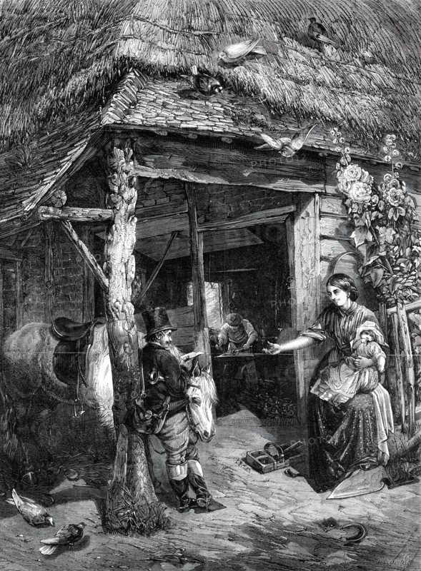 The Village Smithy, by Lewis, in the Crystal Palace Picture Gallery, 1860. Creator: Morgan.