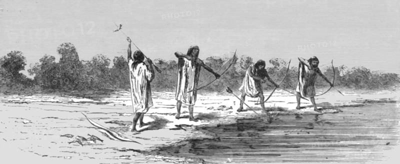 ''Indians Shooting Fish; The Fresh-water Turtle of the Amazons', 1875. Creator: Unknown.