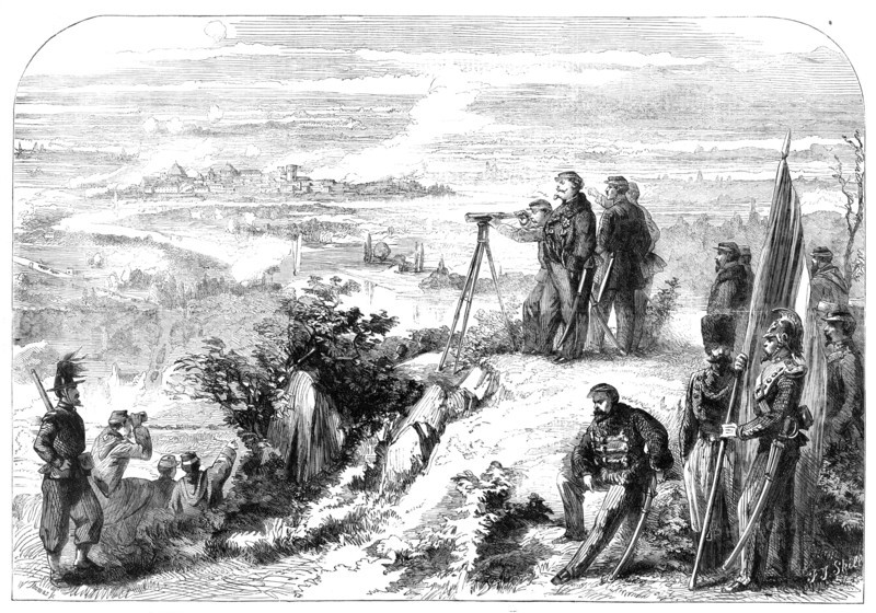 The War in Naples - Victor Emmanuel giving commands to commence the bombardment..., 1860. Creator: W Thomas.