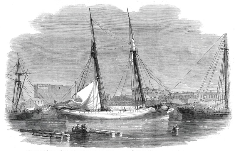 The schooner "Augusta" in port at Chicago after her collision with the "Lady Elgin"..., 1860. Creator: Unknown.