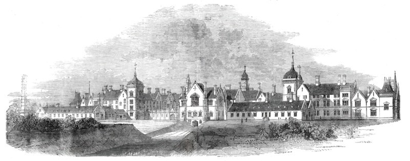 North-west front of the Asylum near Arlsey, Bedfordshire, for the insane poor of Hertford..., 1860. Creator: Unknown.