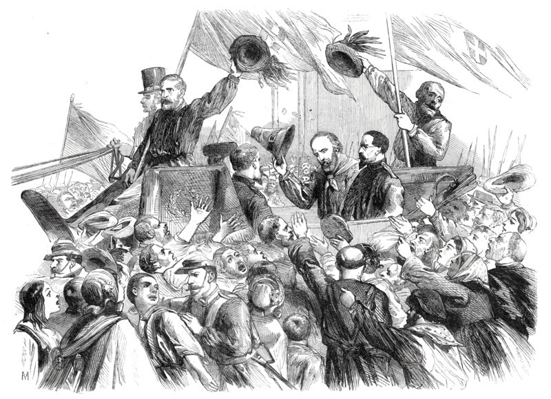 Garibaldi's entry into Naples - a sketch in the Strada di Toledo, by T. Nast, 1860. Creator: Unknown.