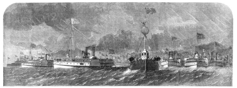 The Prince of Wales in Canada - His Royal Highness escorted to Montreal by a fleet..., 1860. Creator: Smyth.