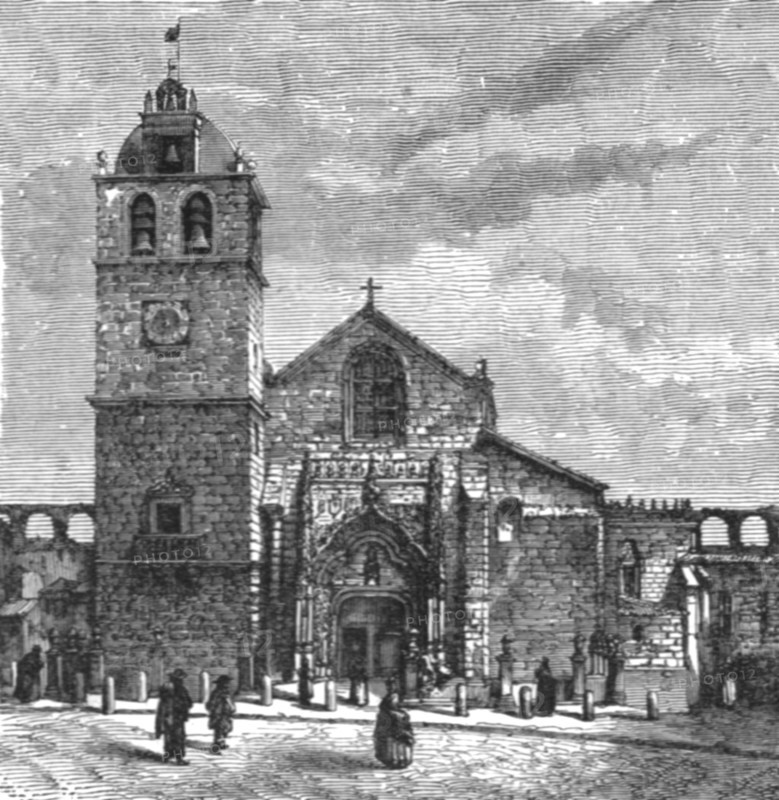 ''Church at Villa de Conde, near Oporto; Excursions near Lisbon', 1875. Creator: Unknown.