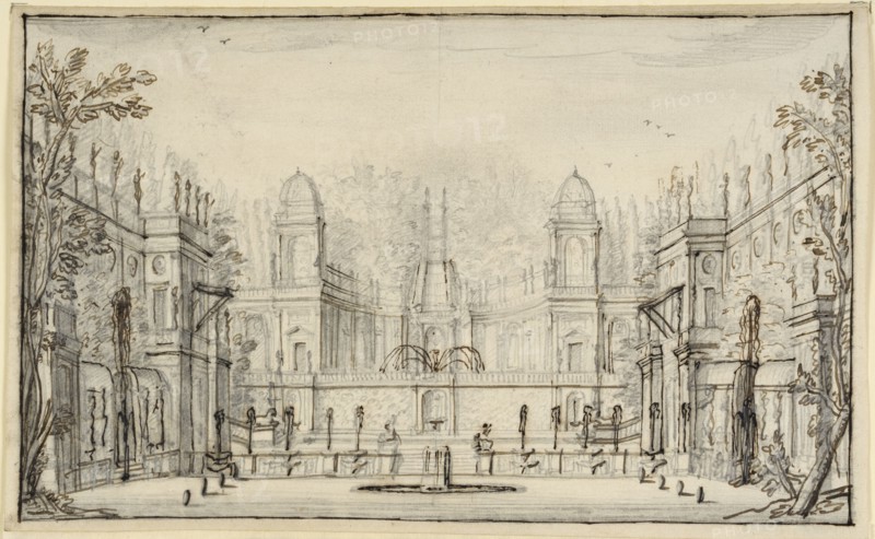 Exedra and cascade inspired by the Water Theater at Villa Aldobrandini, Frascati. Creator: Anon.