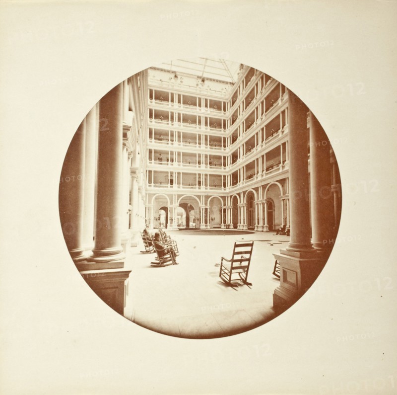 Interior Court, Palace Hotel, San Francisco, Printed 1878-1883. Creator: Carleton Emmons Watkins.