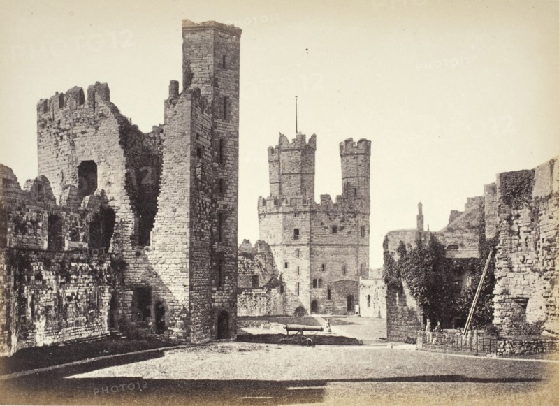 Carnarvon Castle, Interior, Looking Towards The Eagle Tower, Printed 1860 circa. Creator: Francis Bedford.