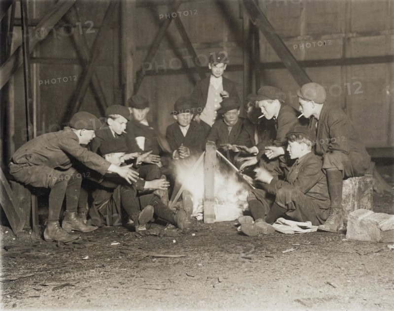 Gang of Newsboys at 10:00 p.m., 1910. Creator: Lewis Wickes Hine.