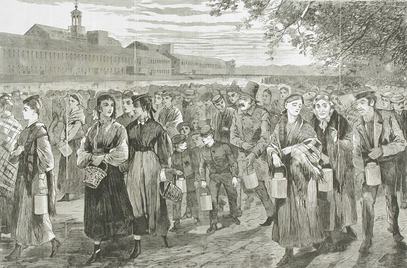 New England Factory Life - Bell-Time, 1868. Creator: Unknown.