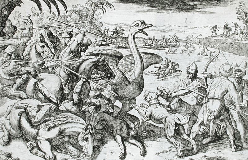Ostrich Hunt, 16th century. Creator: Antonio Tempesta.