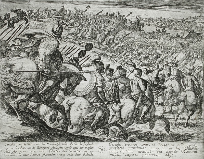 The Roman Commander Cerialis Attacks Near Trier, Publshed 1612. Creator: Antonio Tempesta.