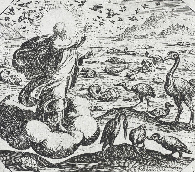 God Creating the Birds and the Fish, c1600. Creator: Antonio Tempesta.