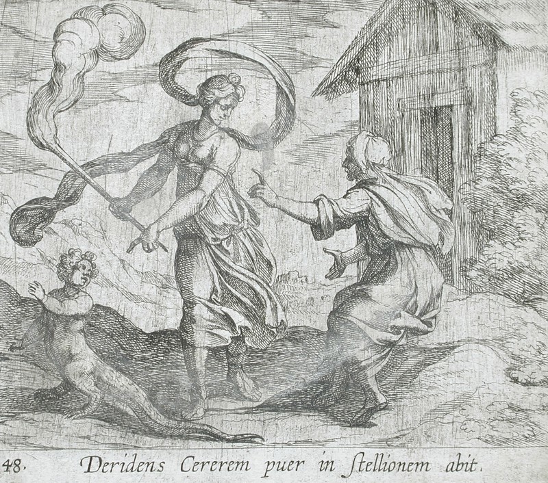 Ceres Turning a Boy into a Lizard, published 1606. Creators: Antonio Tempesta, Wilhelm Janson.